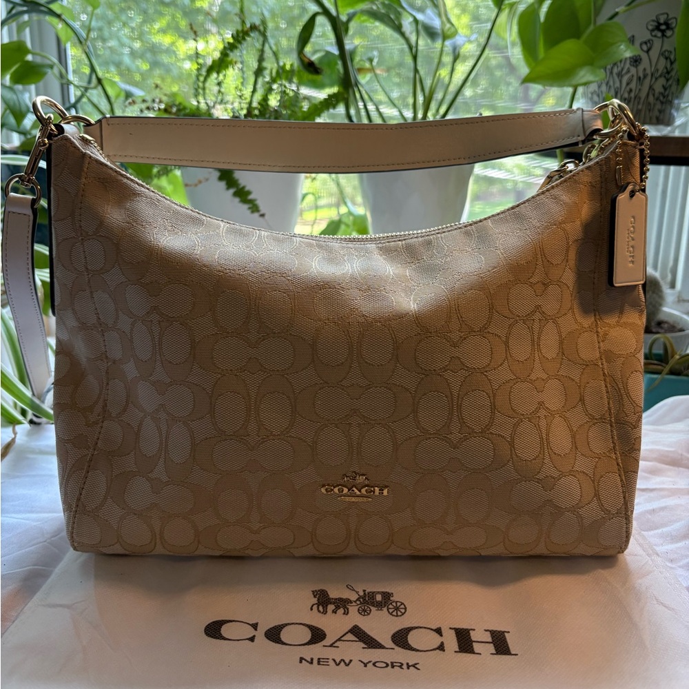 Coach Khaki Signature Celeste convertible East to West Hobo F58284